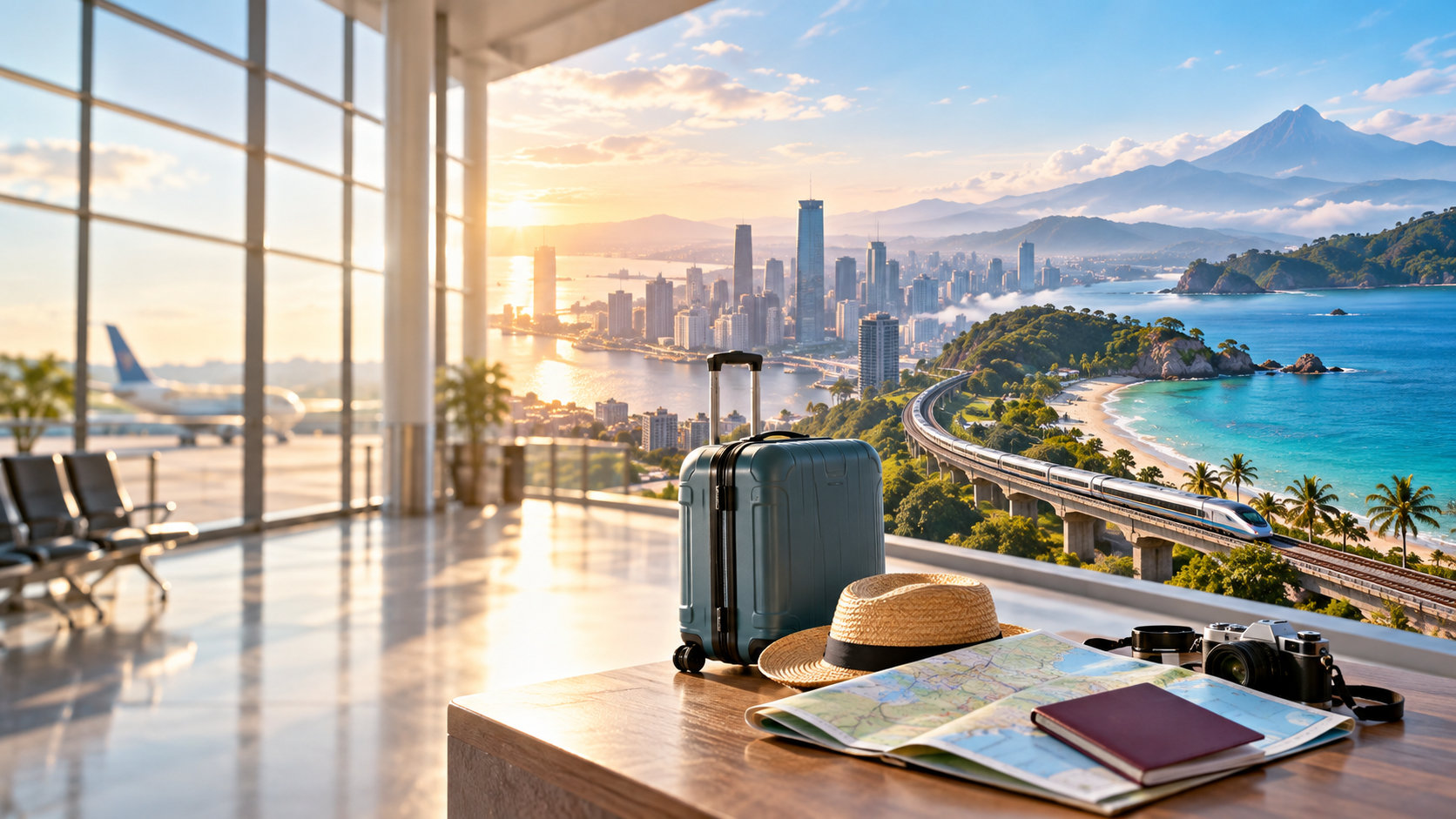 海外旅行の行き先を比較して計画するイメージ